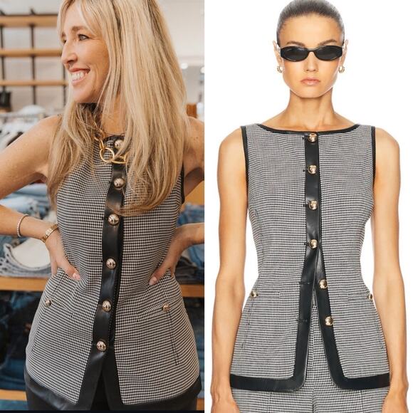 Jonathan Simkhai Tops - Simkhai Cressida Top Black White Check Sleeveless Button Down Size 2 NWT